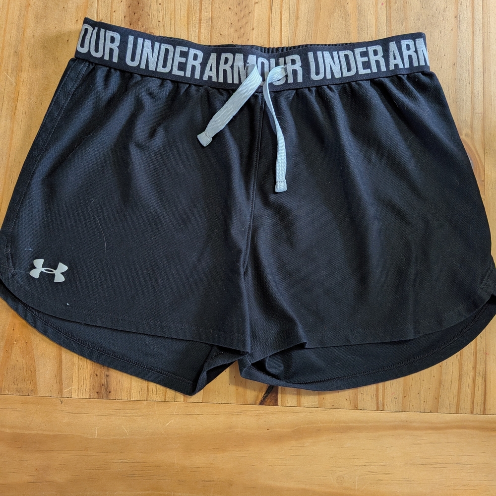 Under Armour Black Kids Athletic Shorts with Gray Logo